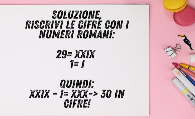 quiz matematico con i numeri romani